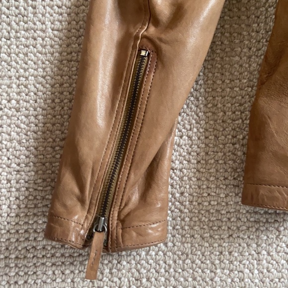 Leather trench coat jacket with belt caramel brown color GMS-75 brand - Picture 4 of 5